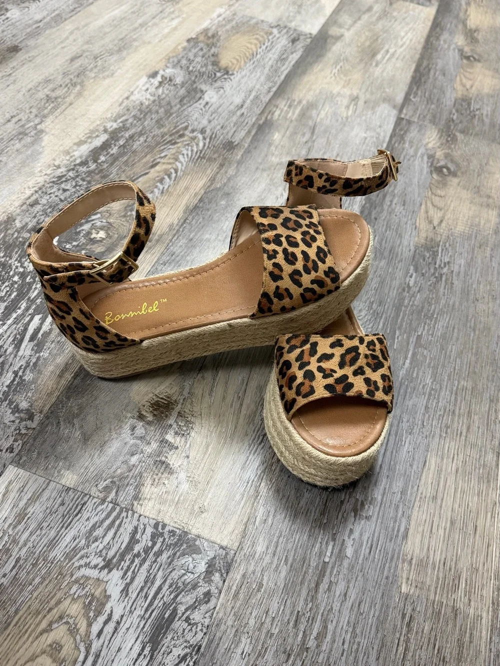 Leopard Print Platform Espadrille Sandals -